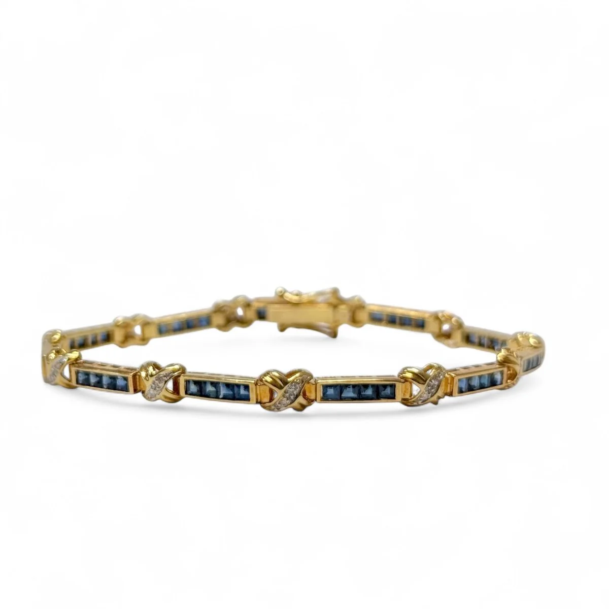 Bracelet souple en or jaune, saphirs et diamants - Image 8