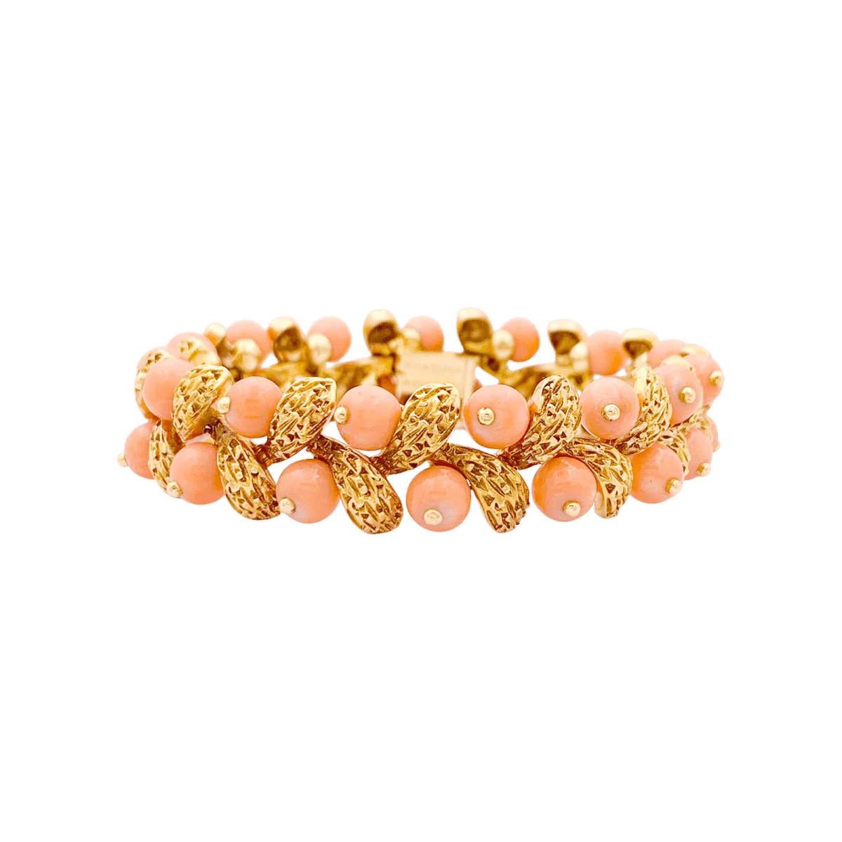 Bracelet Souple VAN CLEEF & ARPELS "Gui" en or jaune et corail peau d'ange