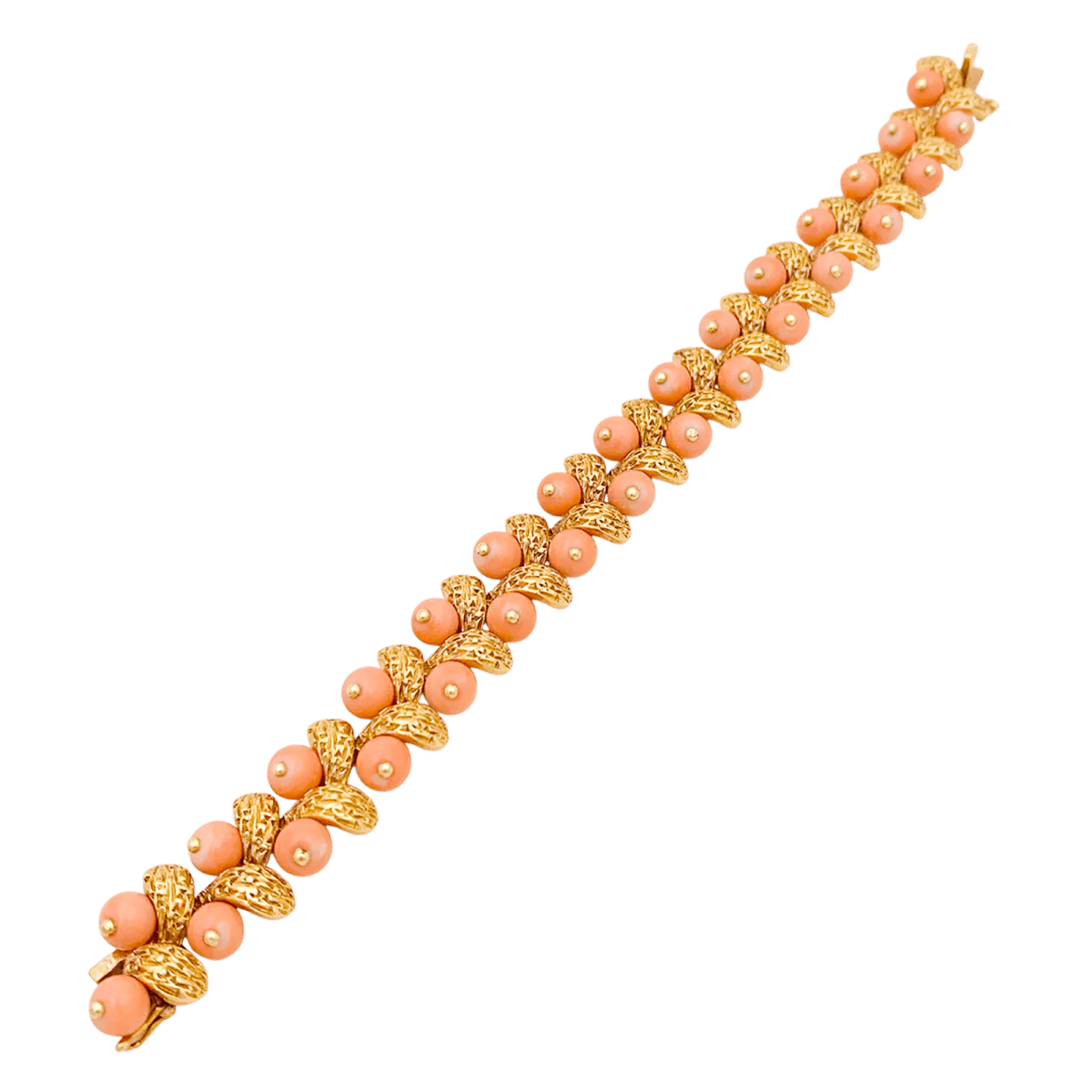 Bracelet Souple VAN CLEEF & ARPELS "Gui" en or jaune et corail peau d'ange - Image 3