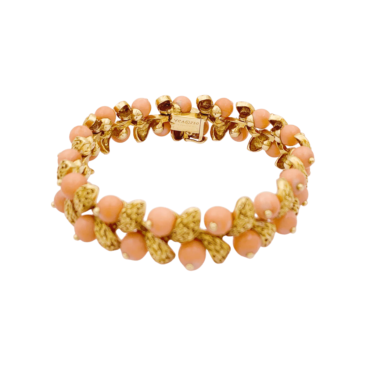 Bracelet Souple VAN CLEEF & ARPELS "Gui" en or jaune et corail peau d'ange - Image 4