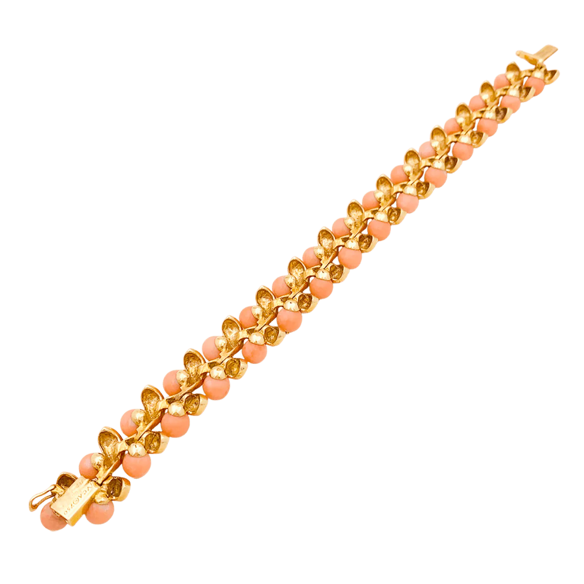 Bracelet Souple VAN CLEEF & ARPELS "Gui" en or jaune et corail peau d'ange - Image 5
