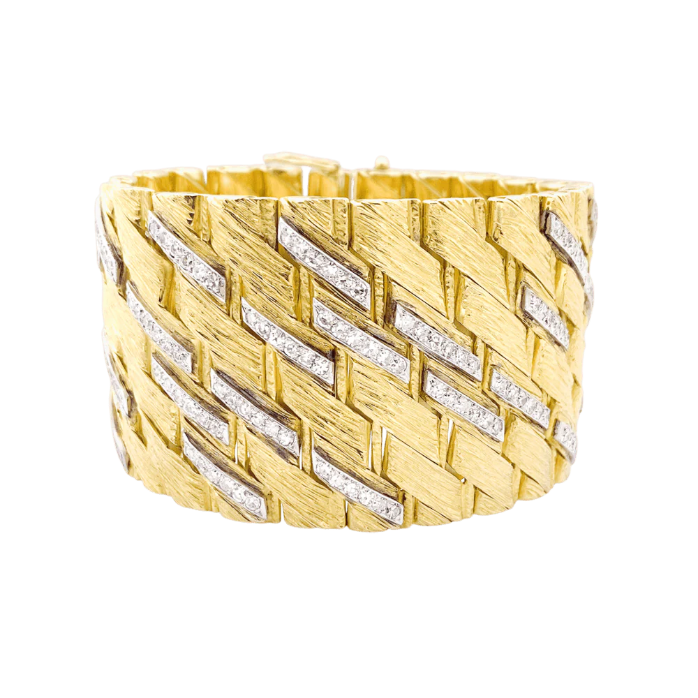 Bracelet Manchette STERLÉ en or jaune, platine et diamants