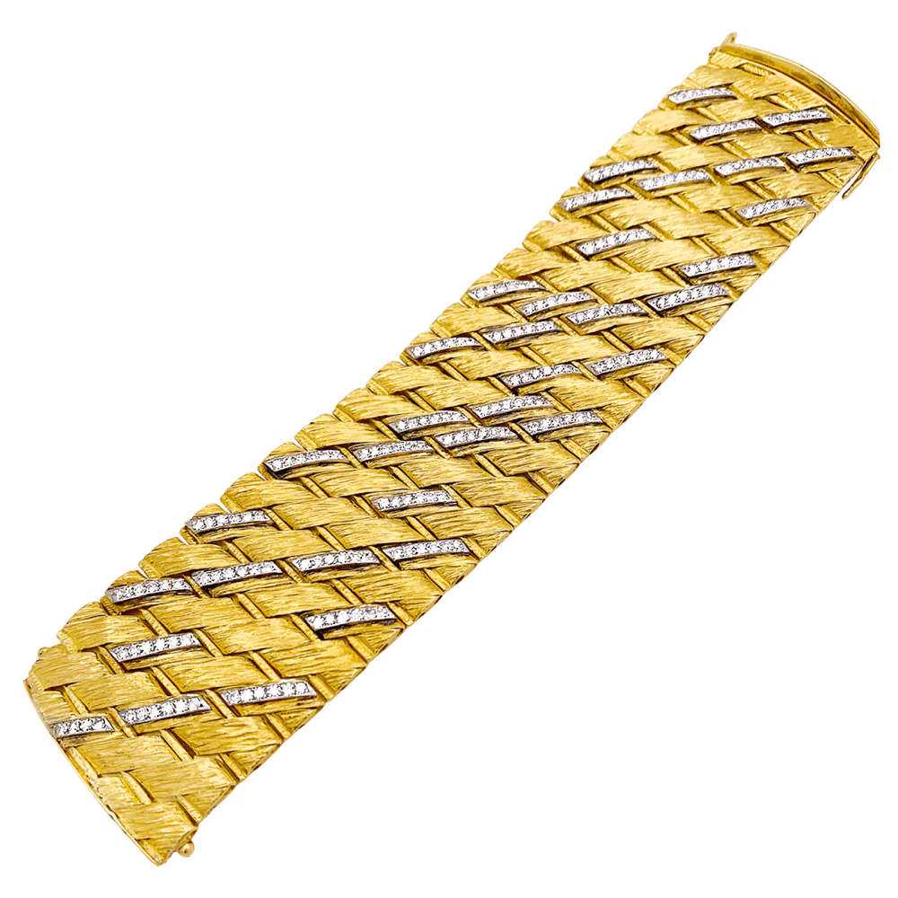 Bracelet Manchette STERLÉ en or jaune, platine et diamants - Image 3