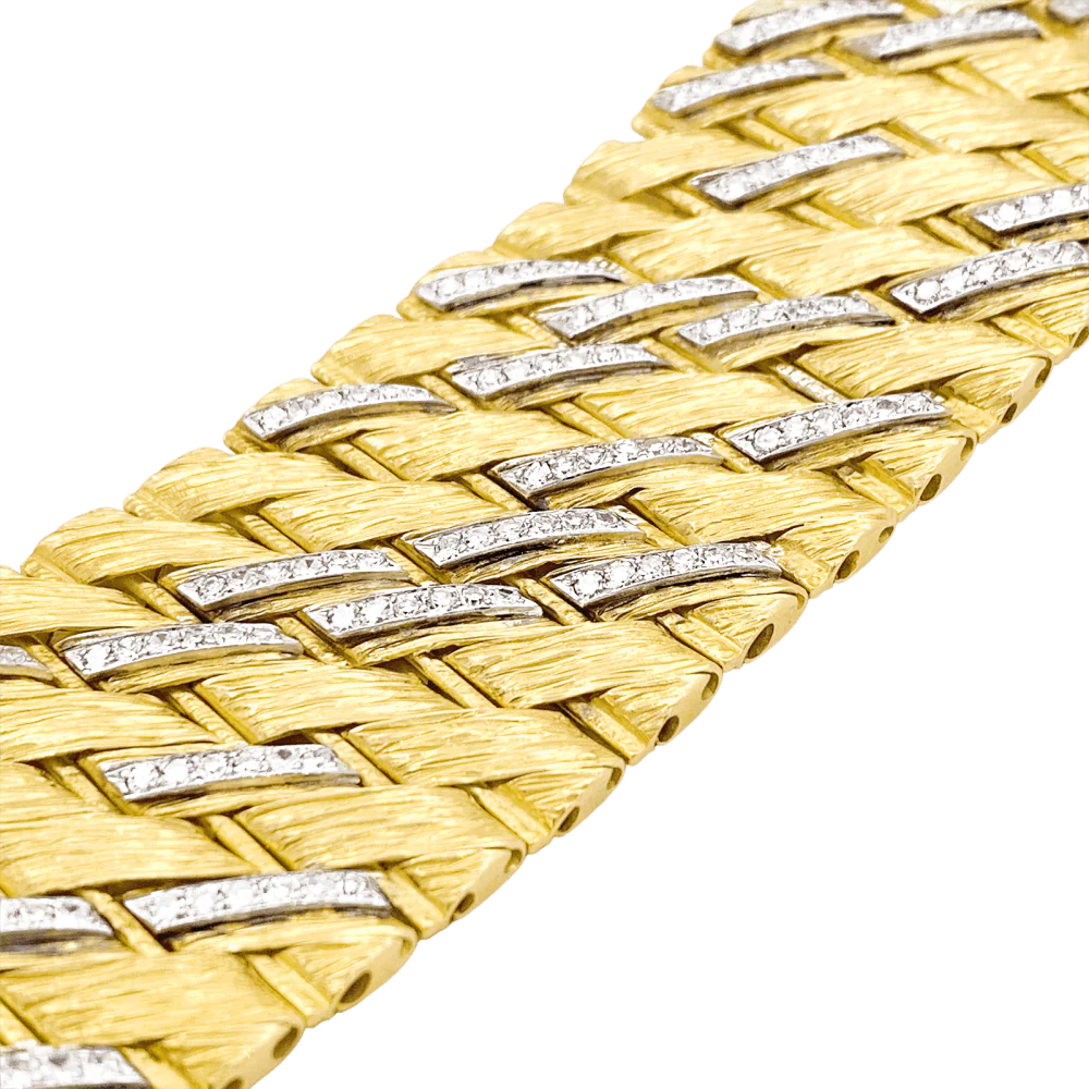 Bracelet Manchette STERLÉ en or jaune, platine et diamants - Image 4