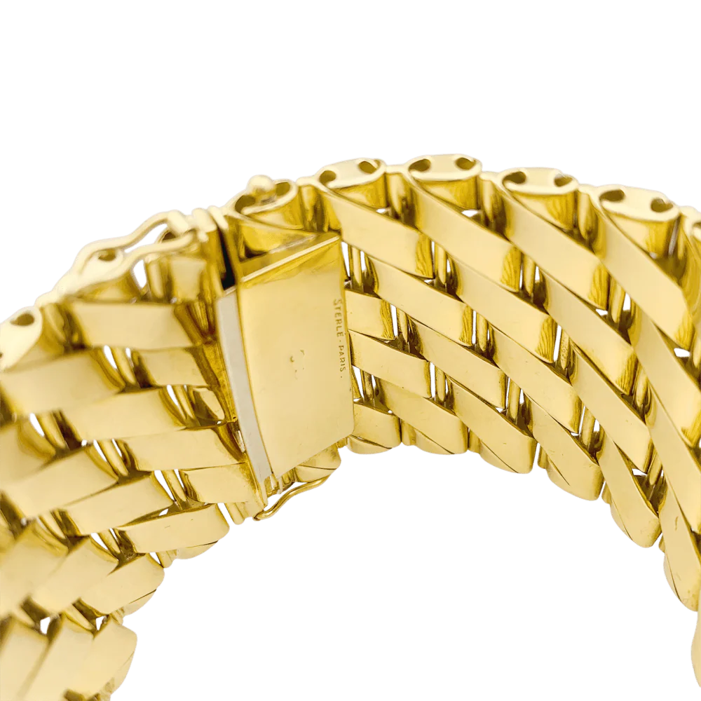 Bracelet Manchette STERLÉ en or jaune, platine et diamants - Image 6