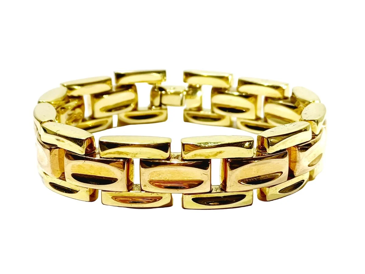 Bracelet Tank en or jaune et or rose