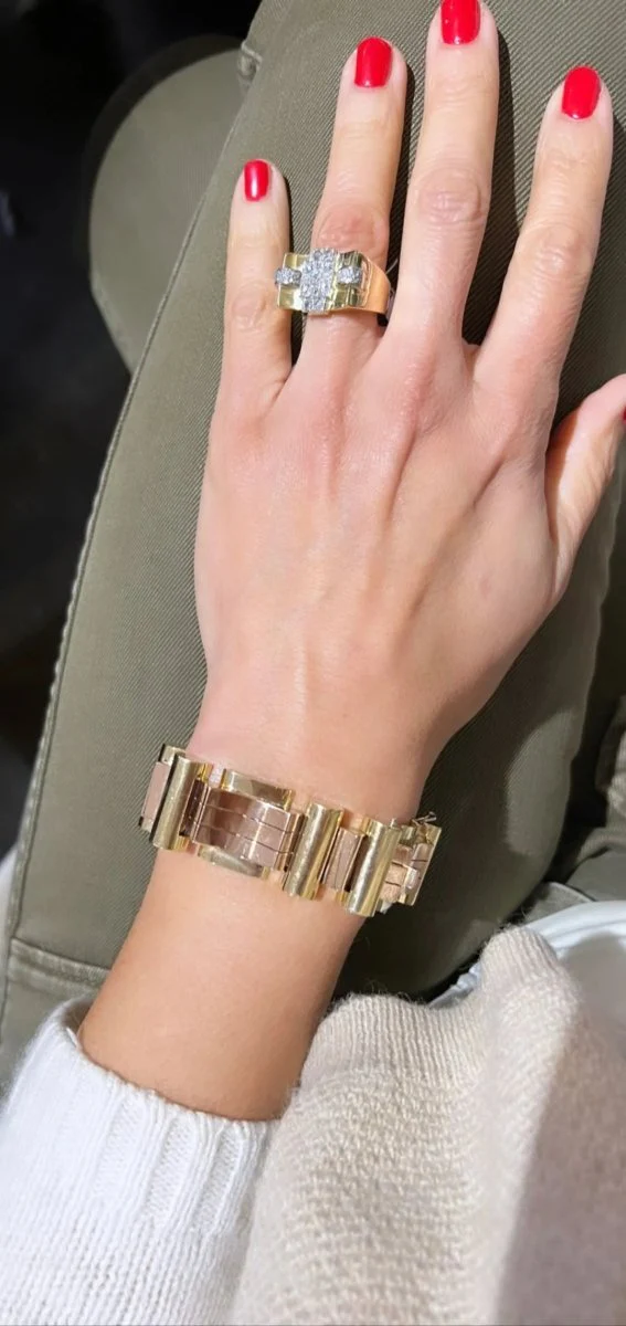 Bracelet Tank en or rose et jaune des années 1945-1955 - Image 5