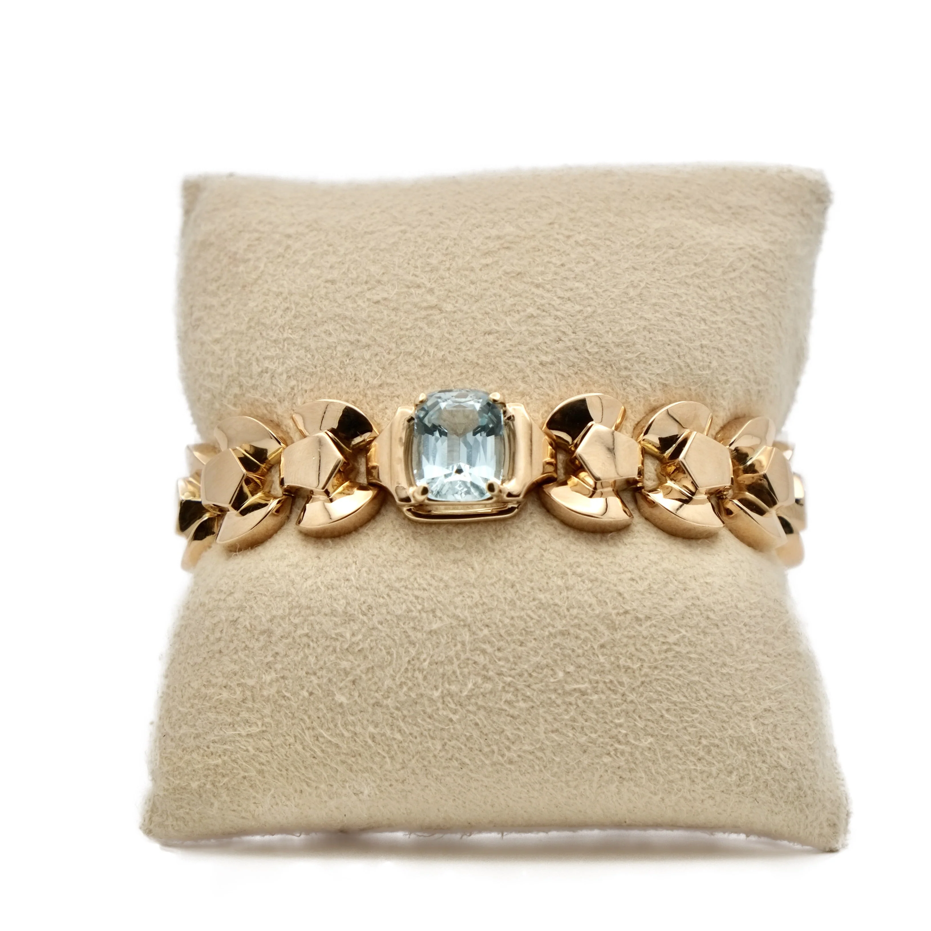 Bracelet tank en or jaune et aigue-marine - Image 2