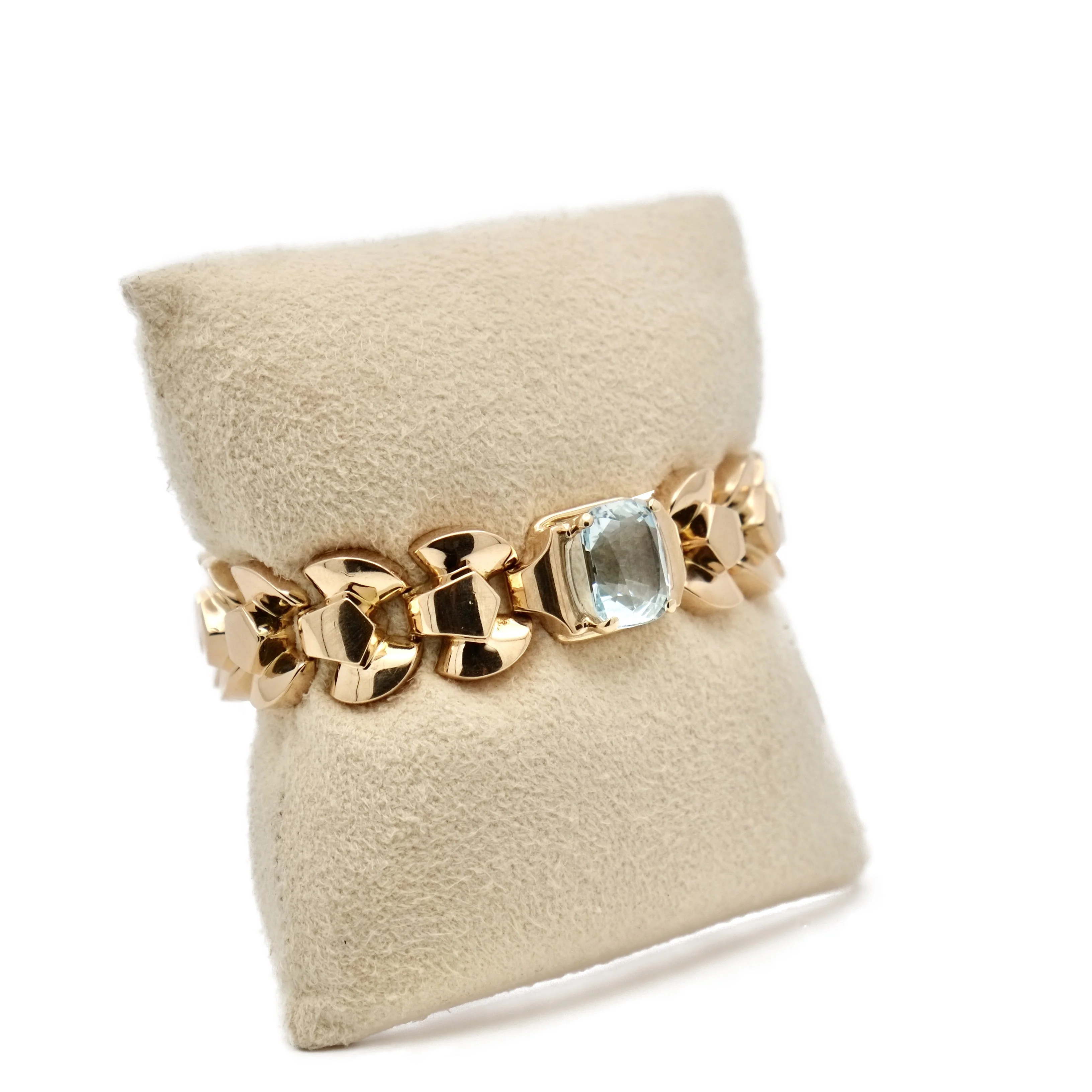 Bracelet tank en or jaune et aigue-marine - Image 4