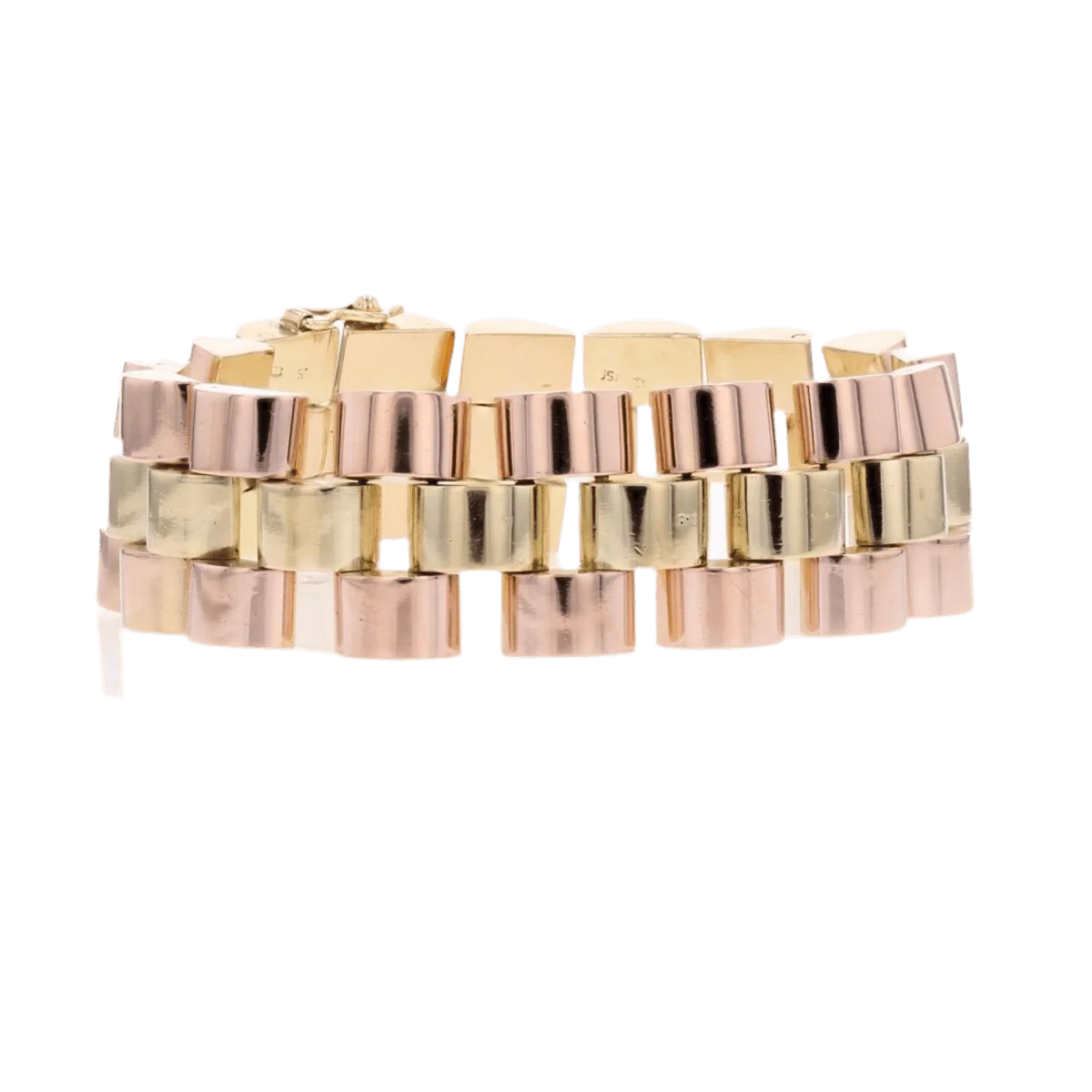 Bracelet Tank en or rose et or jaune