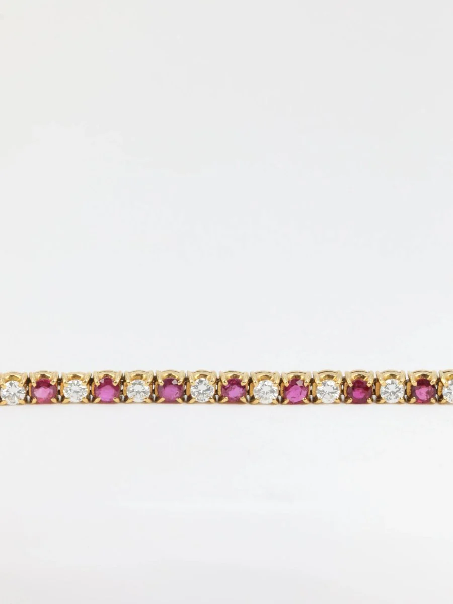 Bracelet tennis vintage en or, rubis et diamants - Image 8