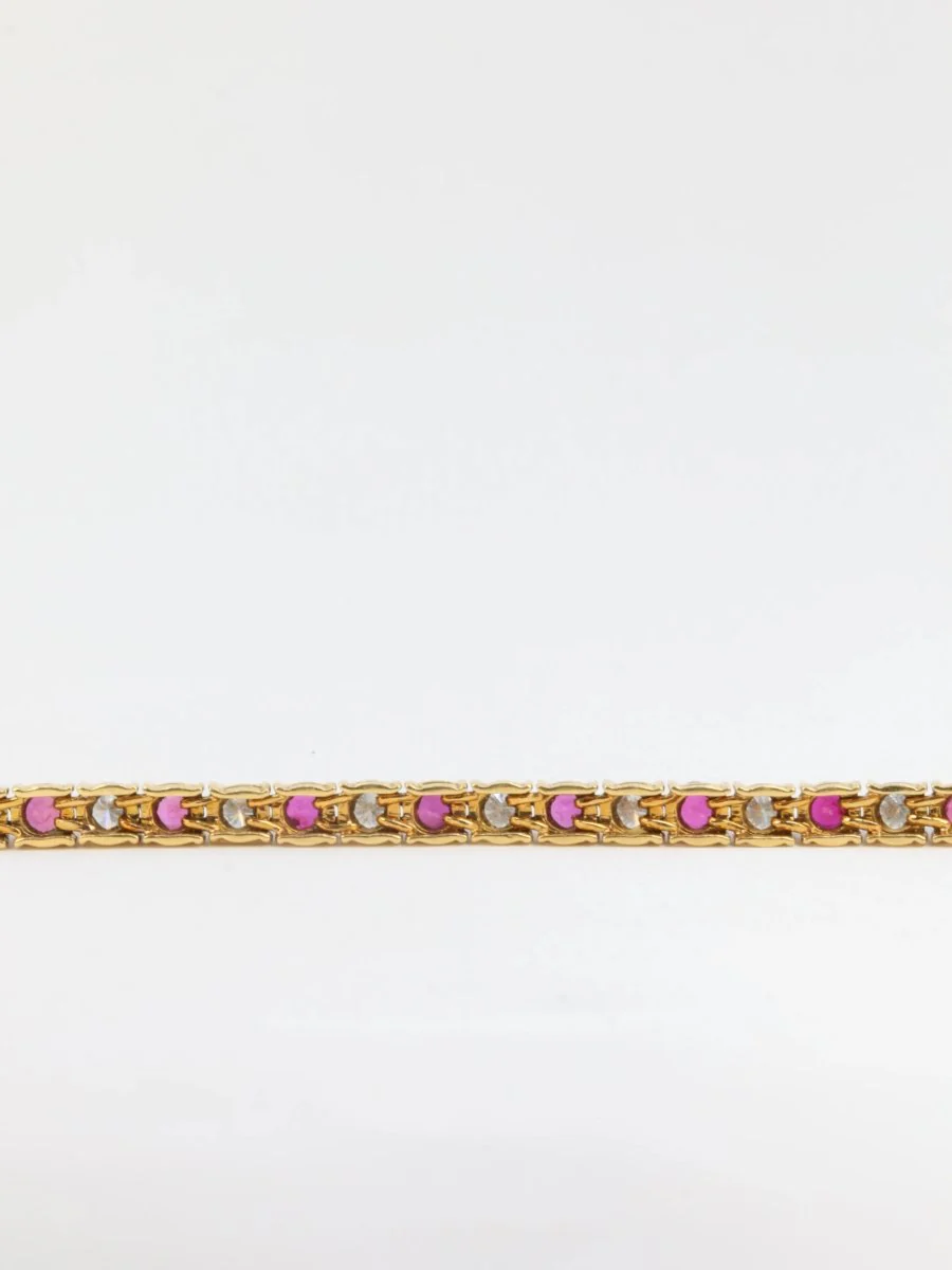 Bracelet tennis vintage en or, rubis et diamants - Image 9