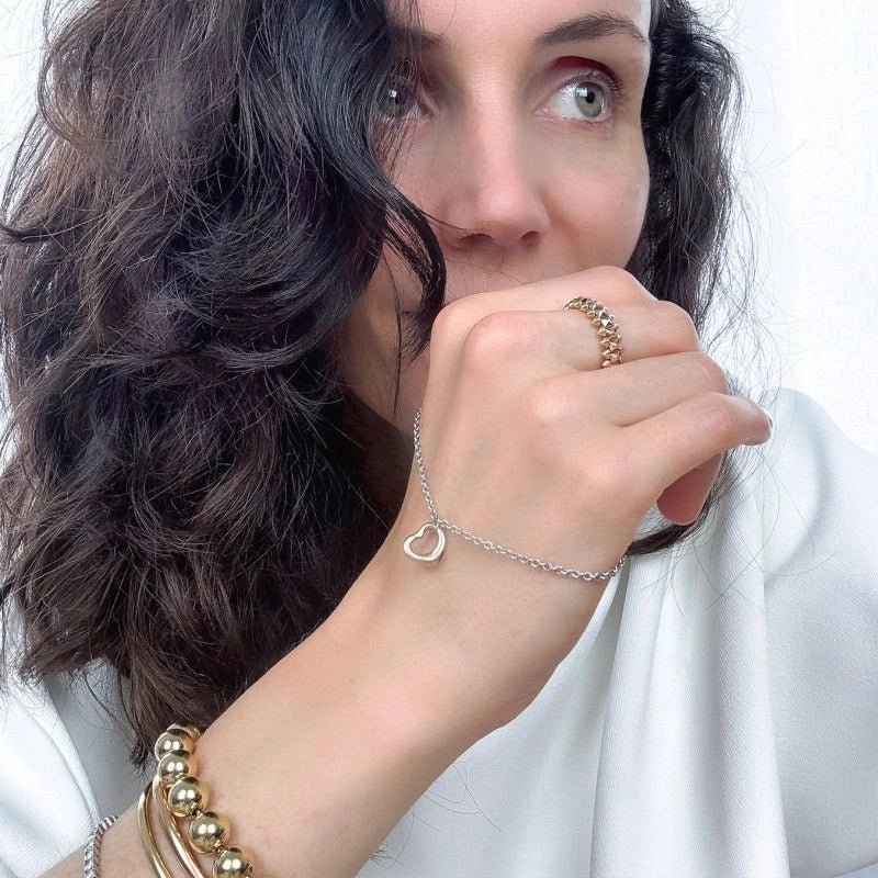 Bracelet TIFFANY & CO. par ELSA PERETTI  "Open Heart" en or rose et argent - Image 2