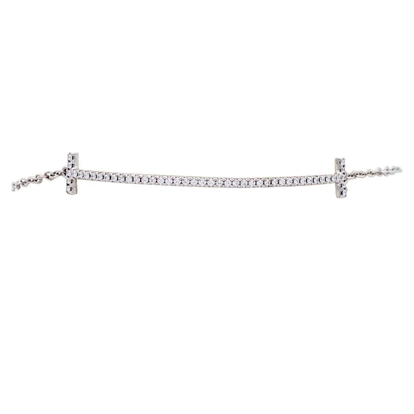 Bracelet Tiffany & Co., "Tiffany T Smile", or blanc, diamants. - Image 2