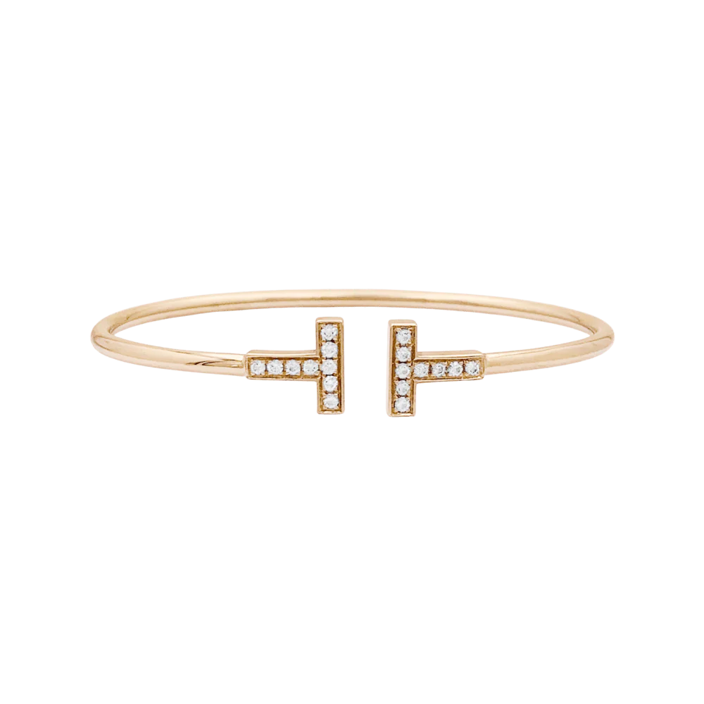 Bracelet Jonc TIFFANY & CO "Wire" en or rose et diamants