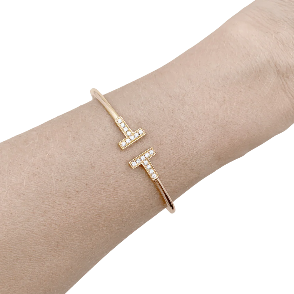 Bracelet Jonc TIFFANY & CO "Wire" en or rose et diamants - Image 2