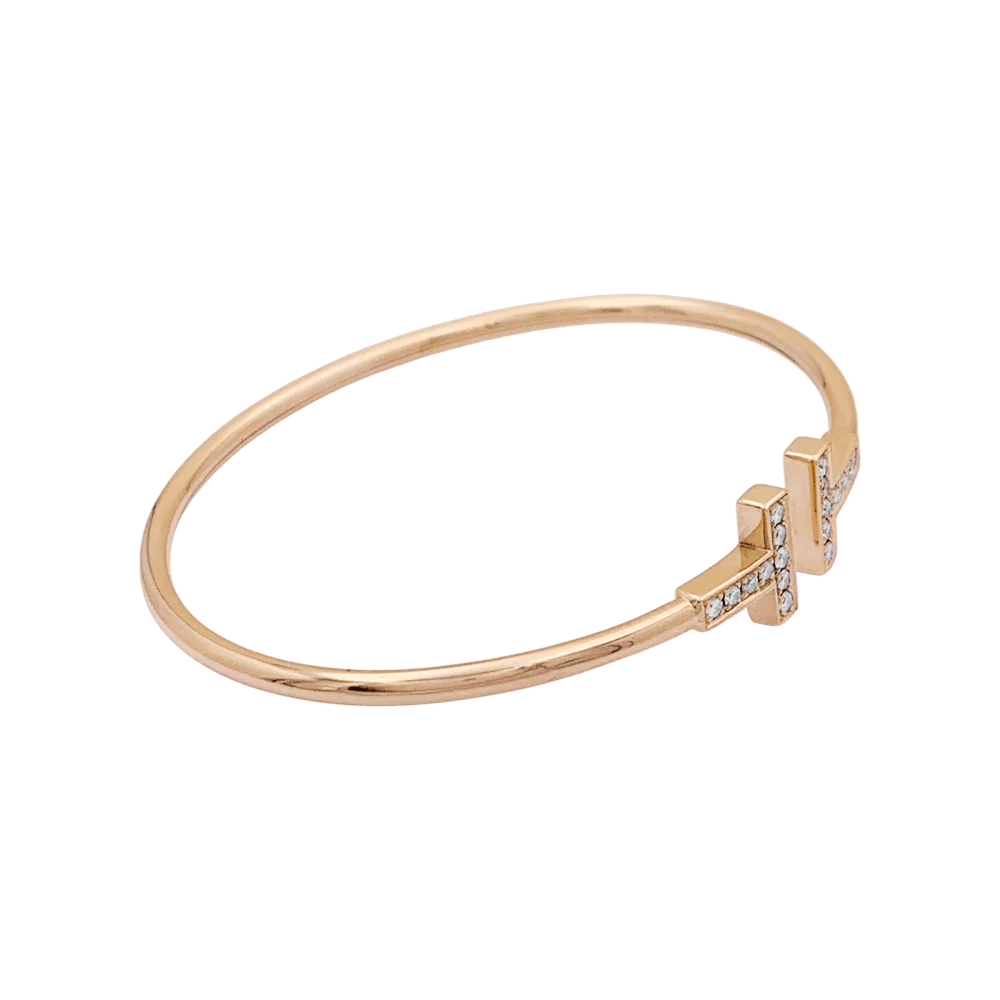 Bracelet Jonc TIFFANY & CO "Wire" en or rose et diamants - Image 5