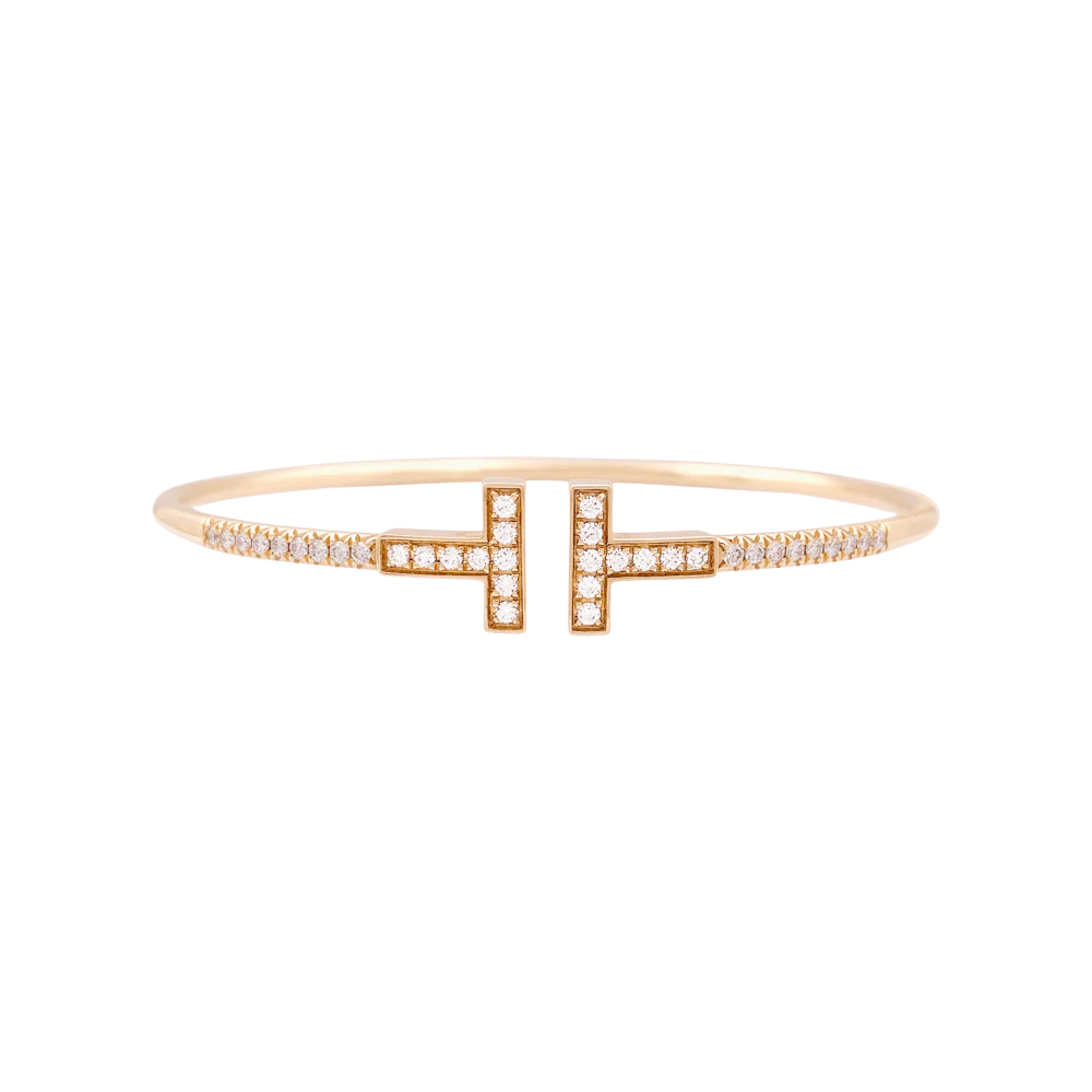 Bracelet Jonc en TIFFANY & CO. "Wire" en or rose et diamants