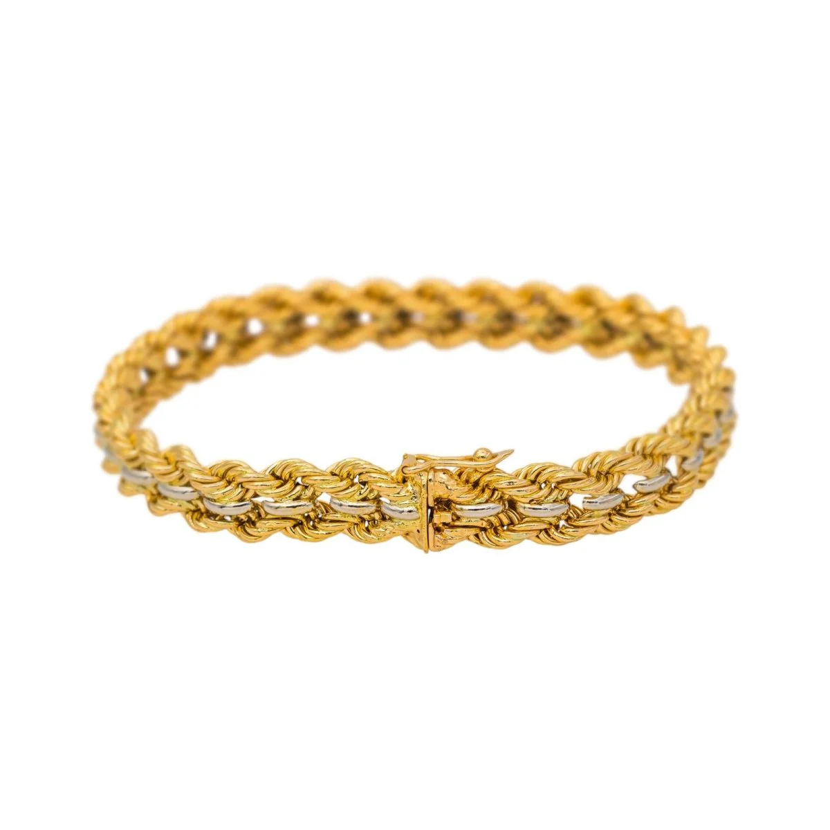 Bracelet Maille en or blanc et or jaune - Image 3