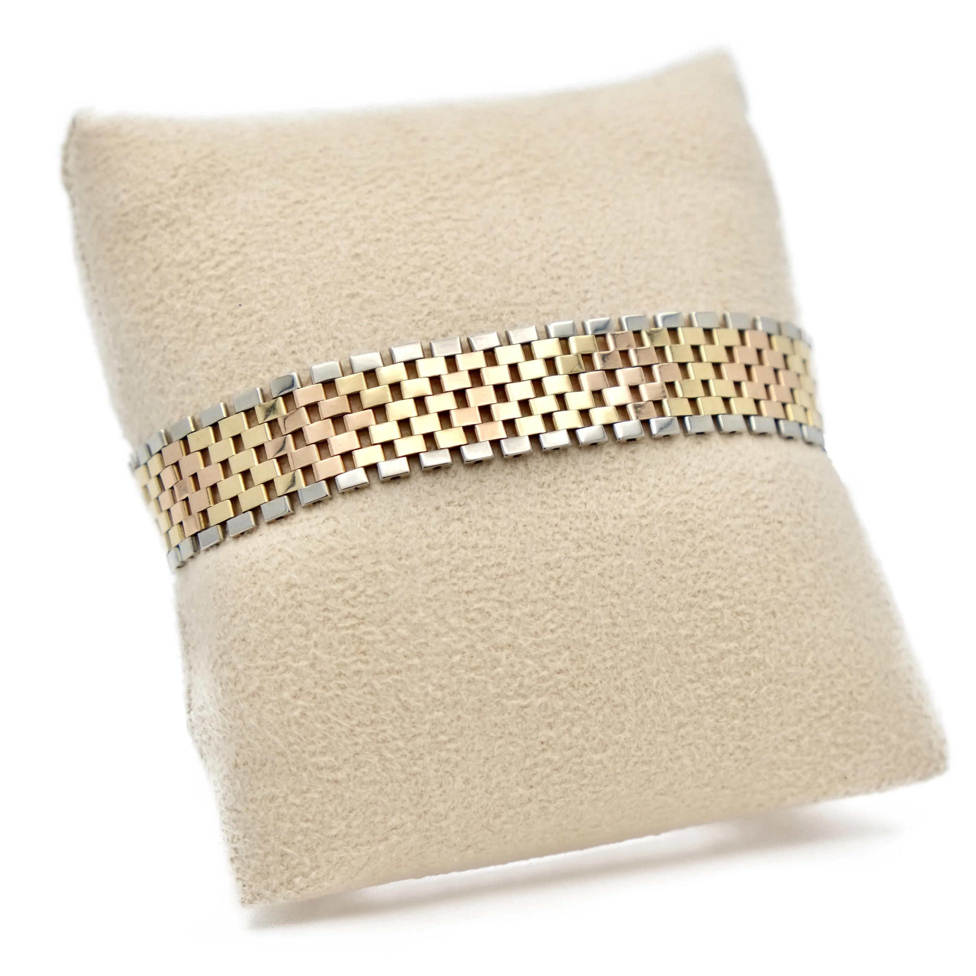 Bracelet maille plate en or jaune, or rose et or gris - Image 2