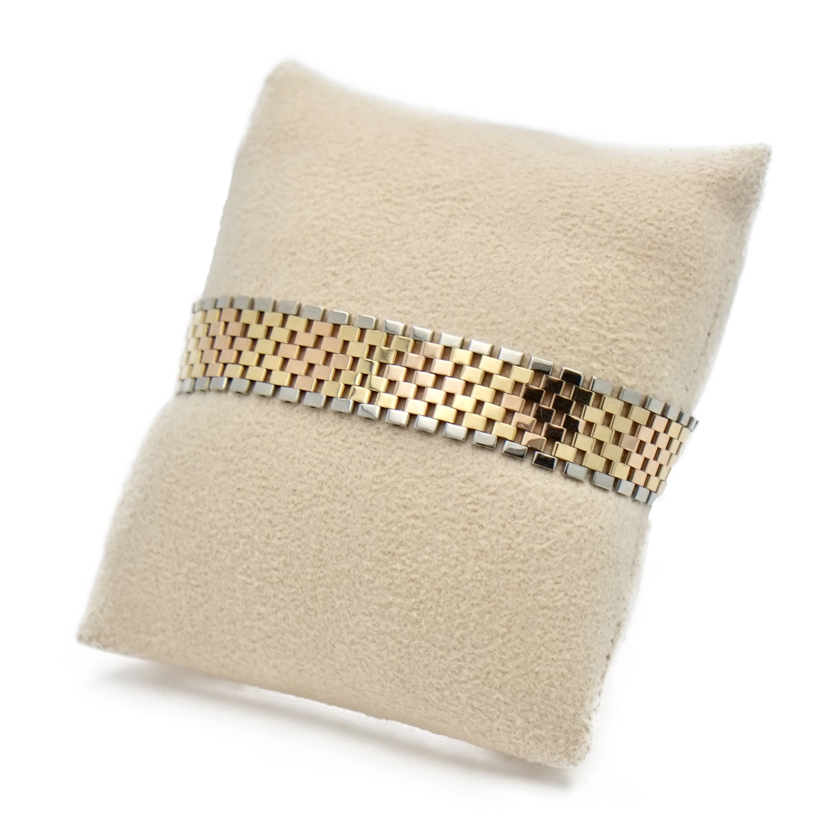 Bracelet maille plate en or jaune, or rose et or gris - Image 3