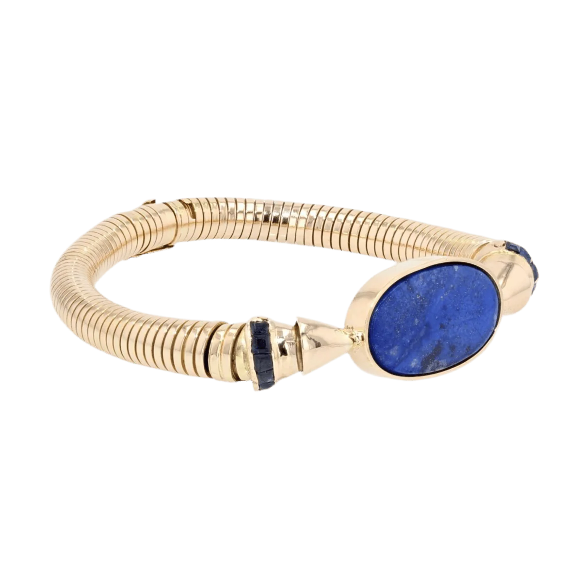 Bracelet Souple en or jaune, saphirs et lapis-lazuli - Image 5