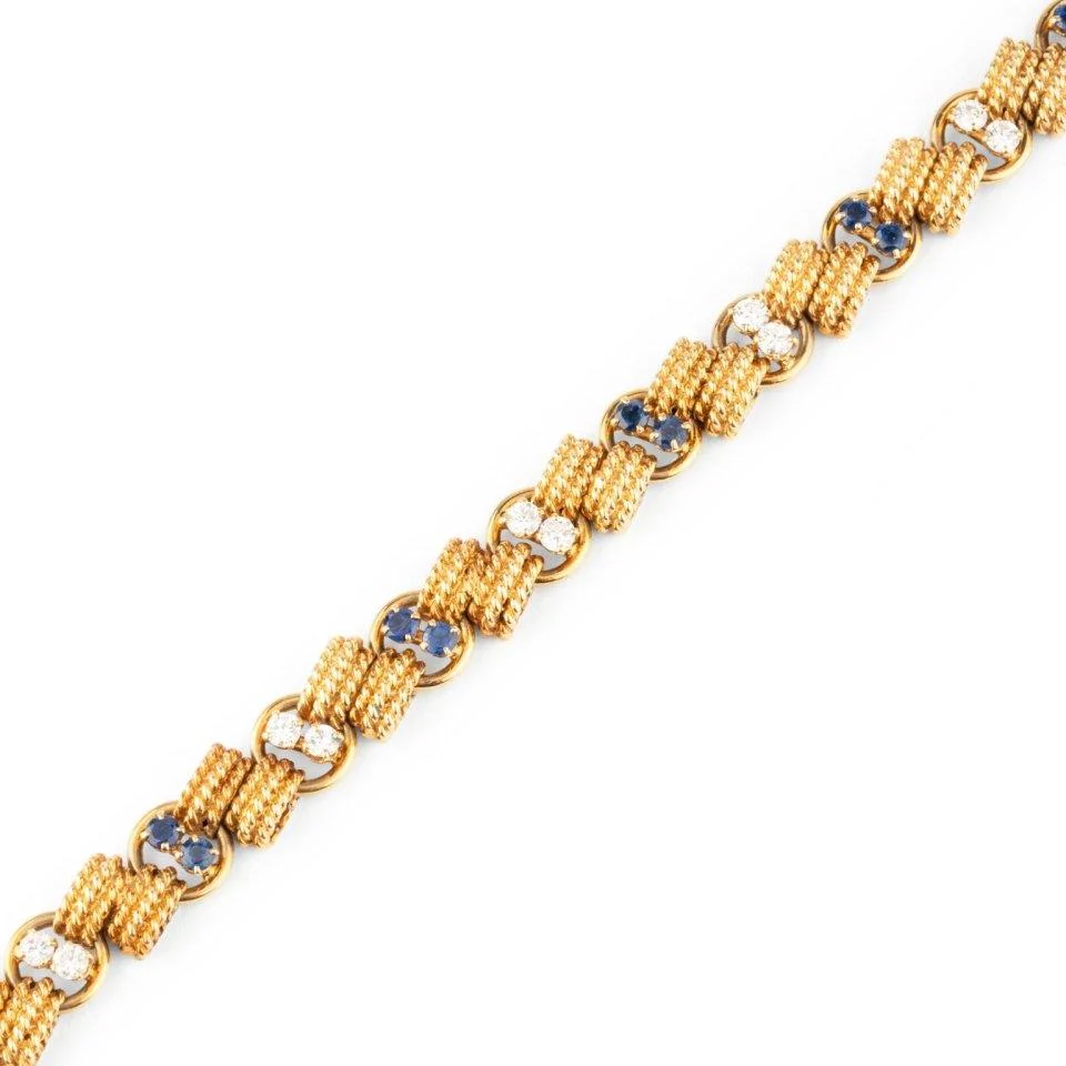 Bracelet VAN CLEEF & ARPELS en or jaune, saphirs et diamants - Image 3