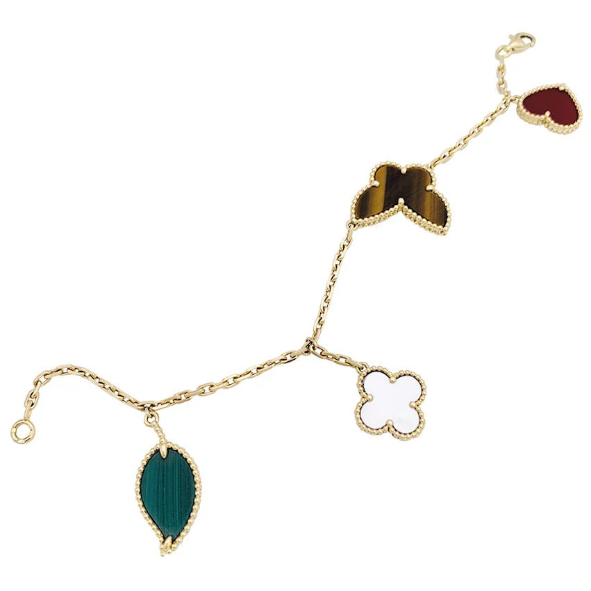 Bracelet Breloques VAN CLEEF & ARPELS "Lucky Alhambra" en or jaune et pierres de couleurs - Image 3