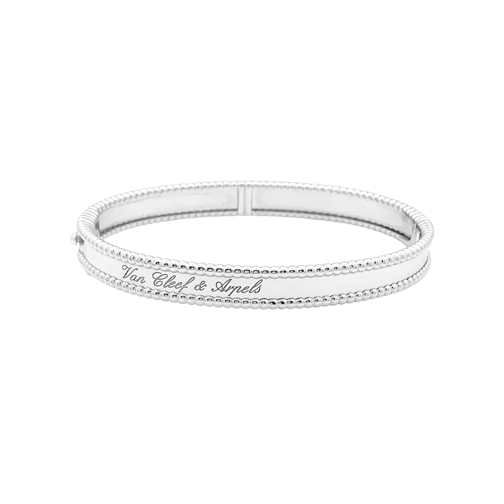 Bracelet Jonc VAN CLEEF & ARPELS "Perlée Signature" en or blanc et perles