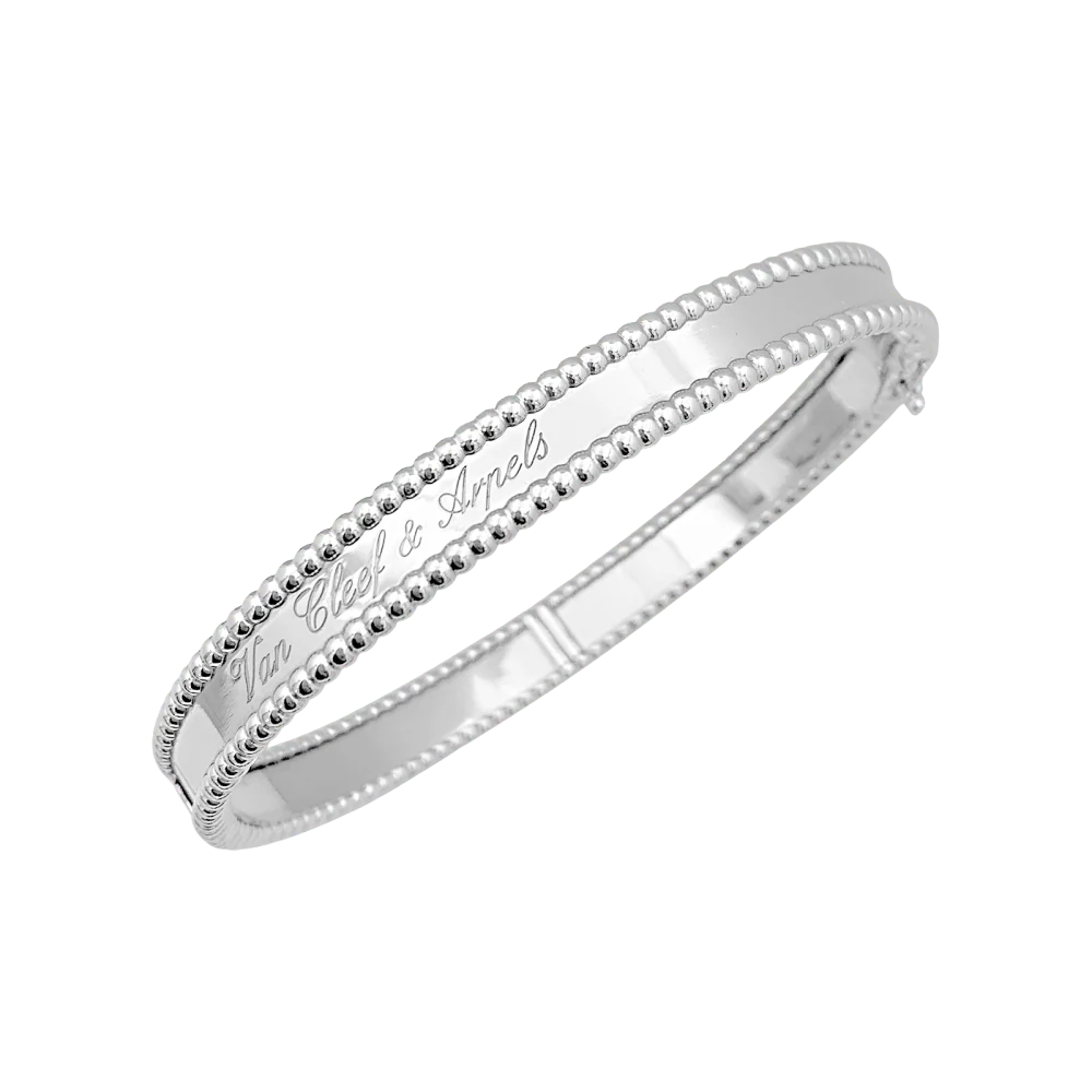 Bracelet Jonc VAN CLEEF & ARPELS "Perlée Signature" en or blanc et perles - Image 3