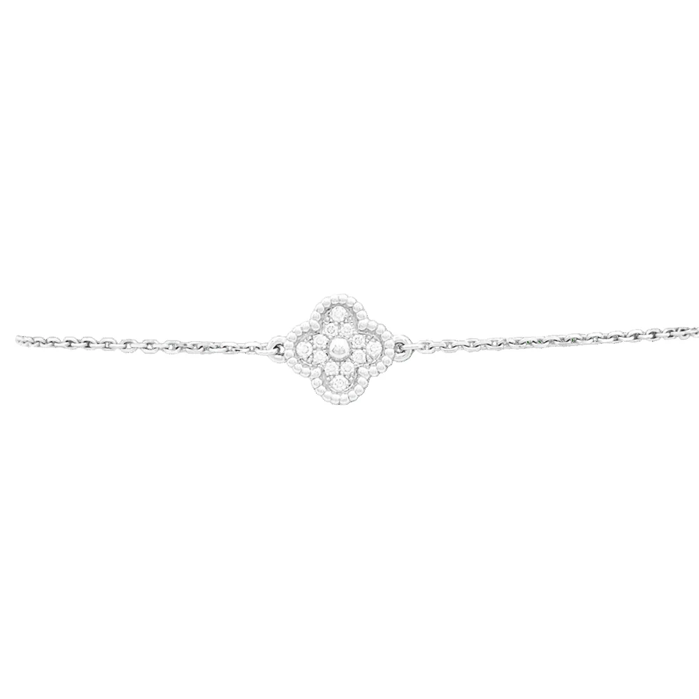 Bracelet Ligne VAN CLEEF & ARPELS "Sweet Alhambra" en or blanc et diamants
