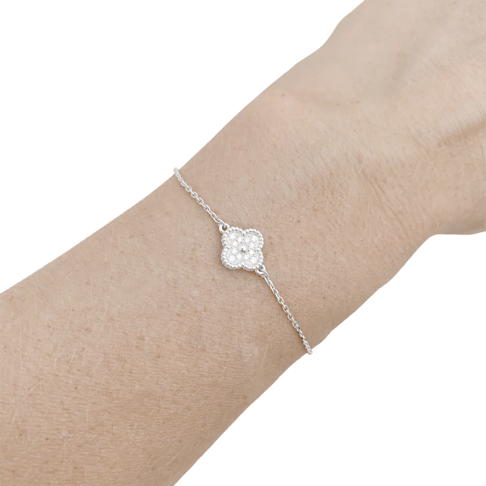 Bracelet Ligne VAN CLEEF & ARPELS "Sweet Alhambra" en or blanc et diamants - Image 2