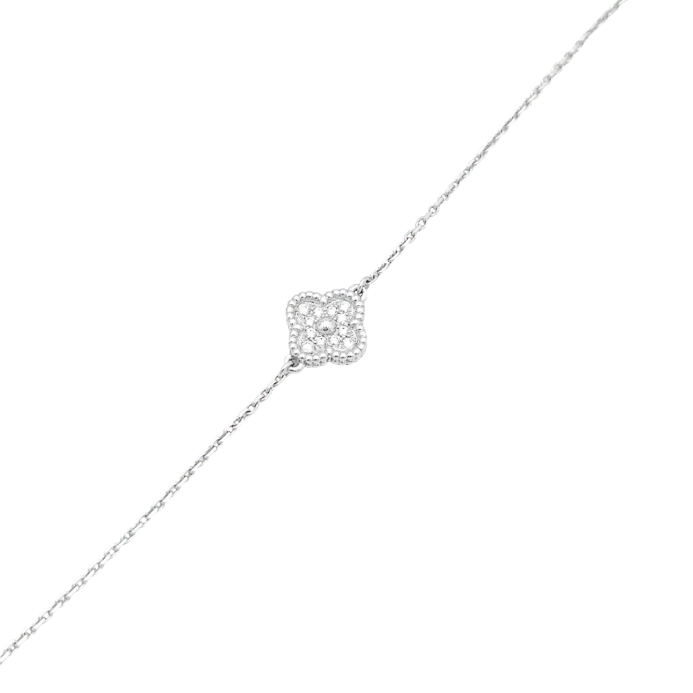 Bracelet Ligne VAN CLEEF & ARPELS "Sweet Alhambra" en or blanc et diamants - Image 4