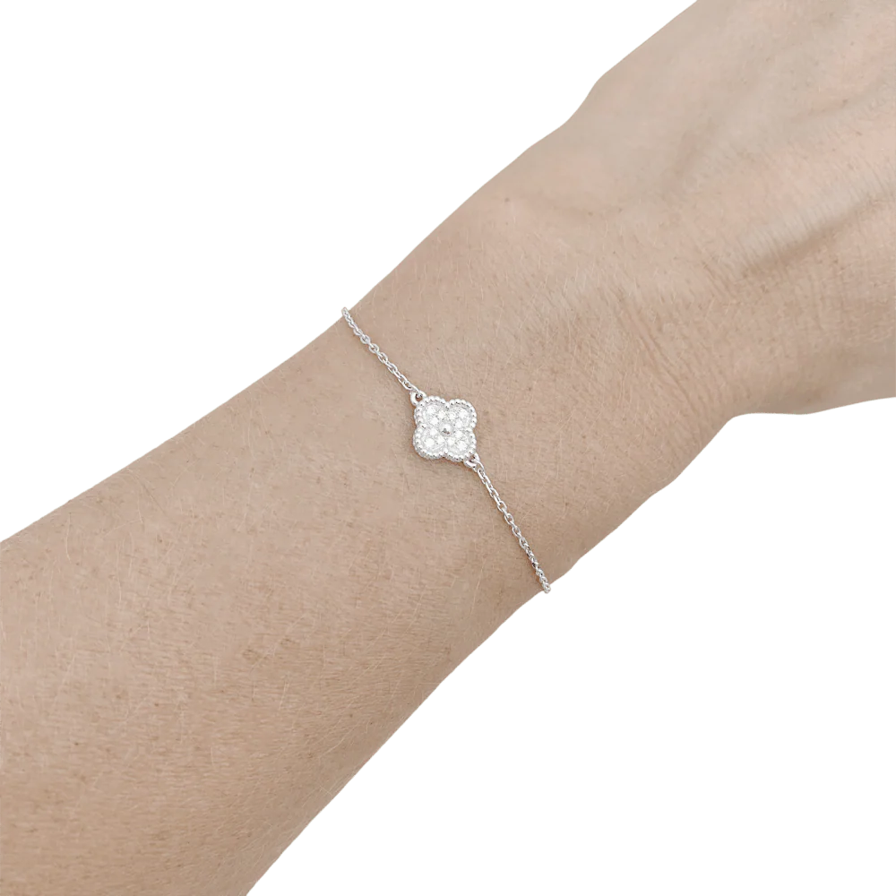 Bracelet Ligne VAN CLEEF & ARPELS "Sweet Alhambra" en or blanc et diamants - Image 6