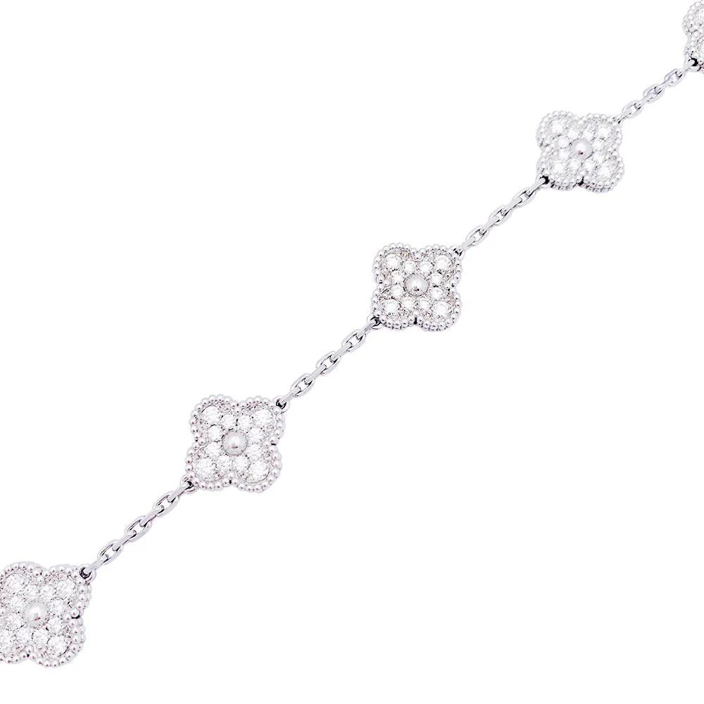 Bracelet VAN CLEEF & ARPELS "Vintage Alhambra" en or blanc et diamants - Image 3