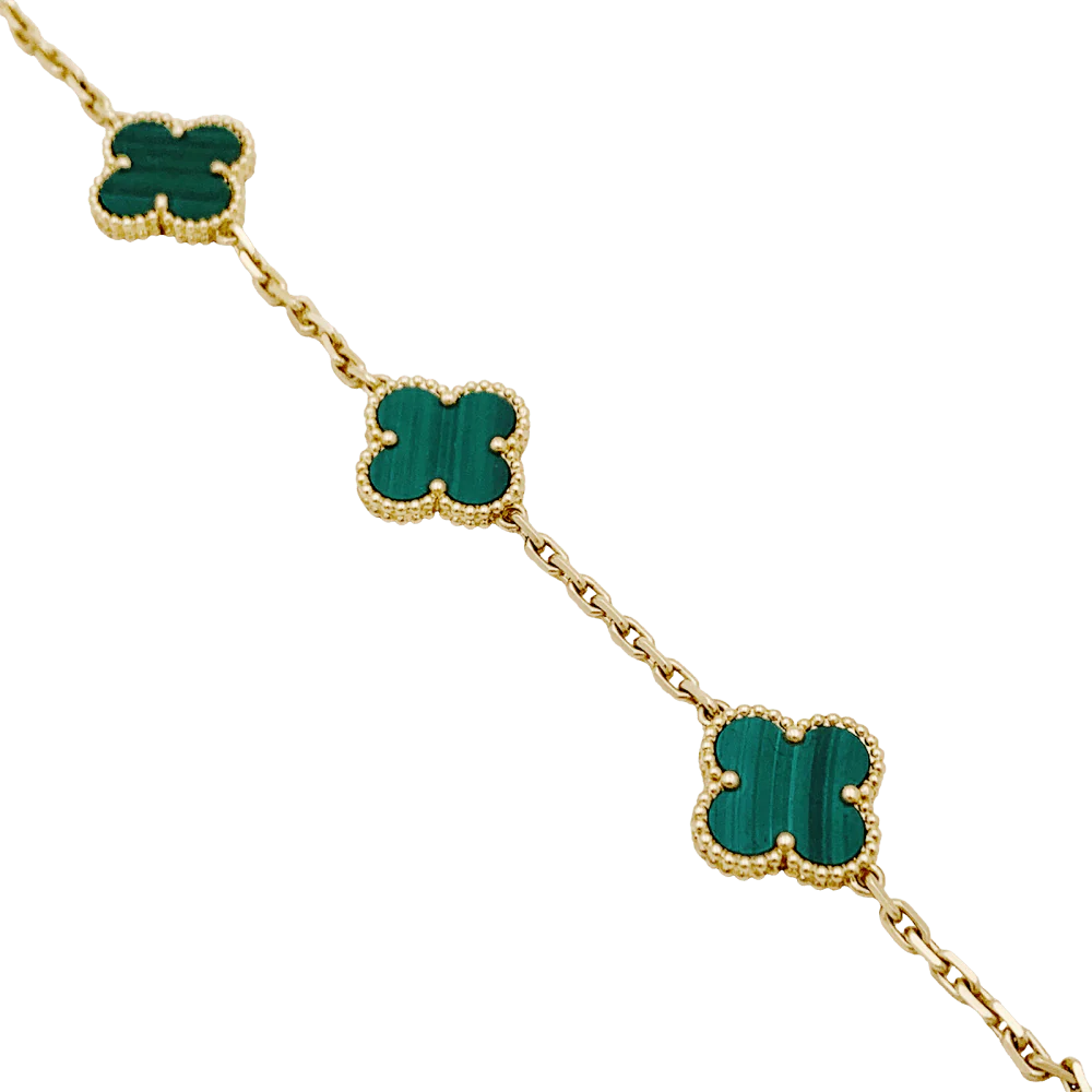 Bracelet Breloque VAN CLEEF & ARPELS "Vintage Alhambra" en or jaune et malachite - Image 3