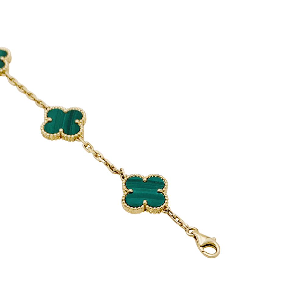 Bracelet Breloque VAN CLEEF & ARPELS "Vintage Alhambra" en or jaune et malachite - Image 4