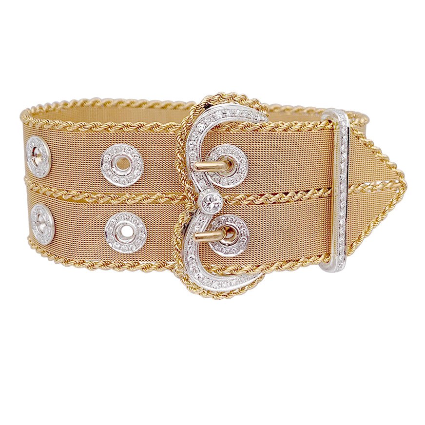 Bracelet vintage "Ceinture", or rose et diamants