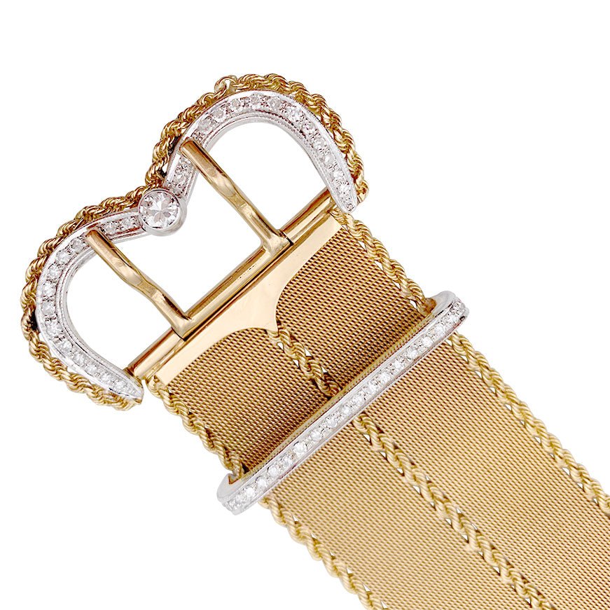 Bracelet vintage "Ceinture", or rose et diamants - Image 11