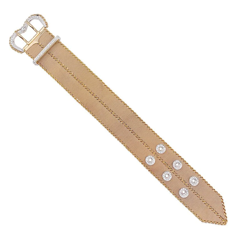 Bracelet vintage "Ceinture", or rose et diamants - Image 2