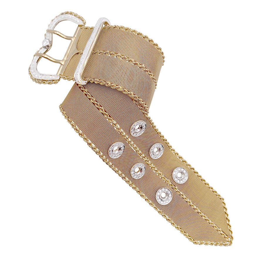 Bracelet vintage "Ceinture", or rose et diamants - Image 4