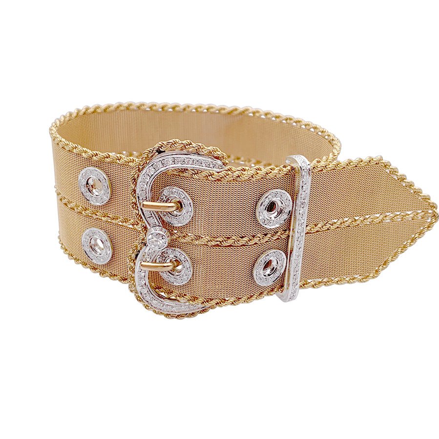 Bracelet vintage "Ceinture", or rose et diamants - Image 5