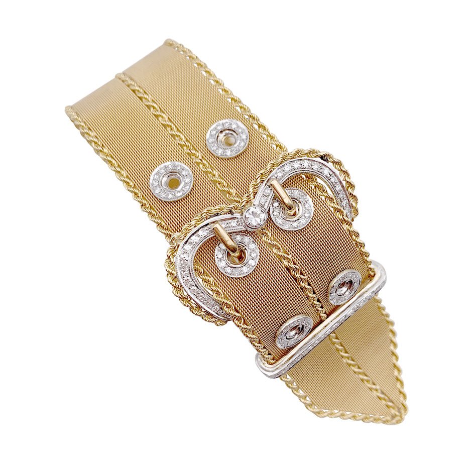 Bracelet vintage "Ceinture", or rose et diamants - Image 7