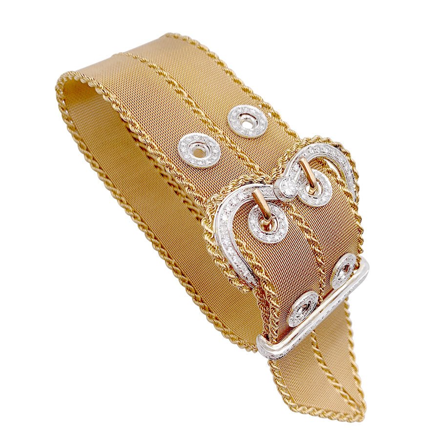 Bracelet vintage "Ceinture", or rose et diamants - Image 9
