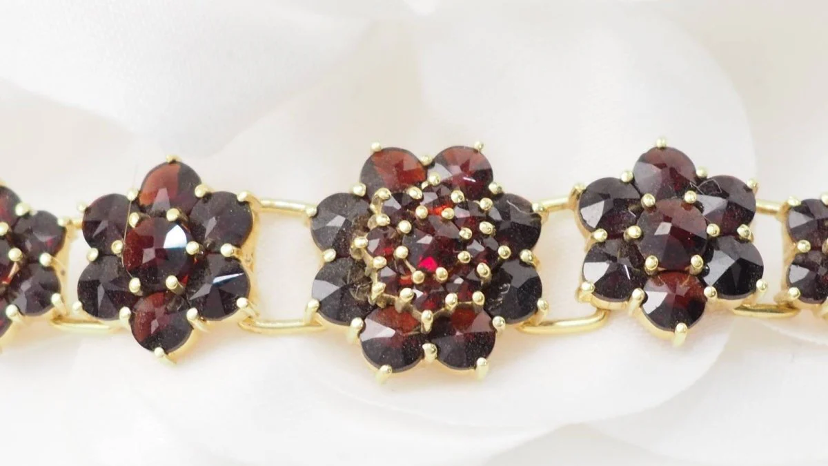 Bracelet vintage en or jaune et grenat - Image 6