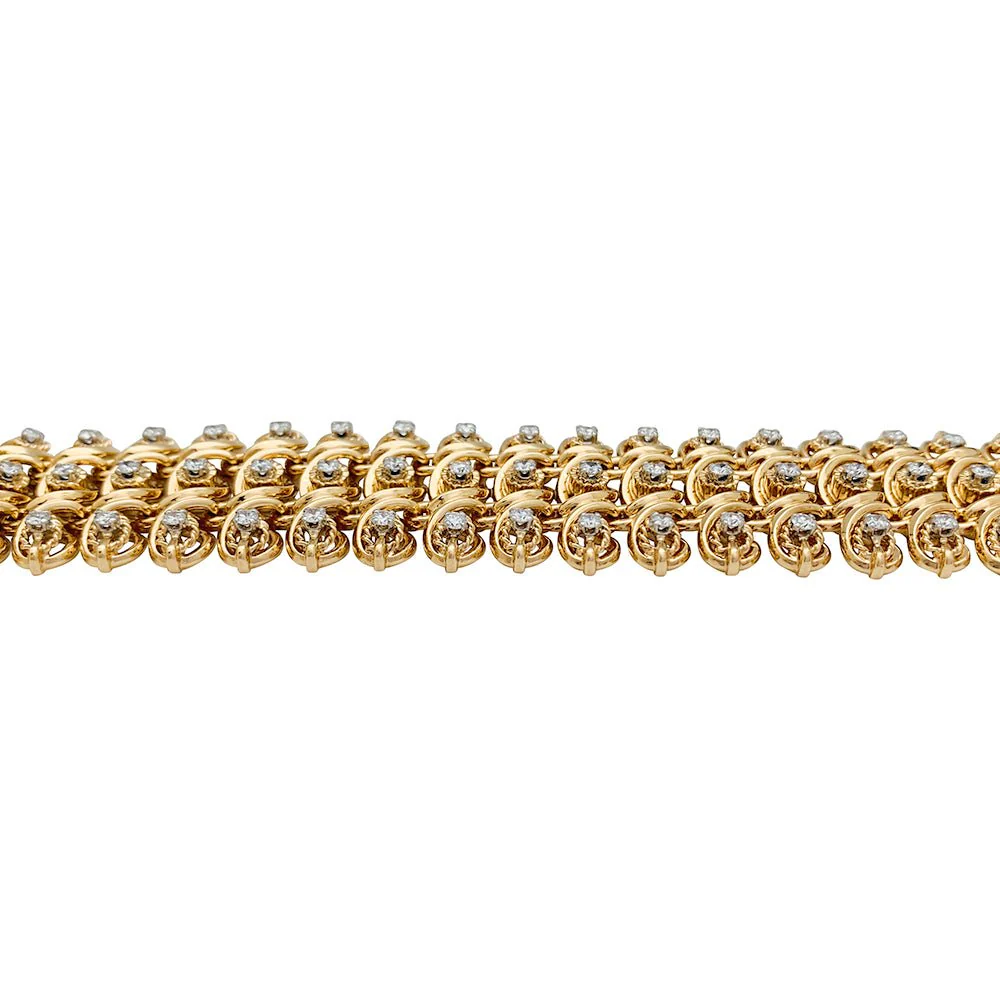 Bracelet vintage en or rose, platine et diamants - Image 3