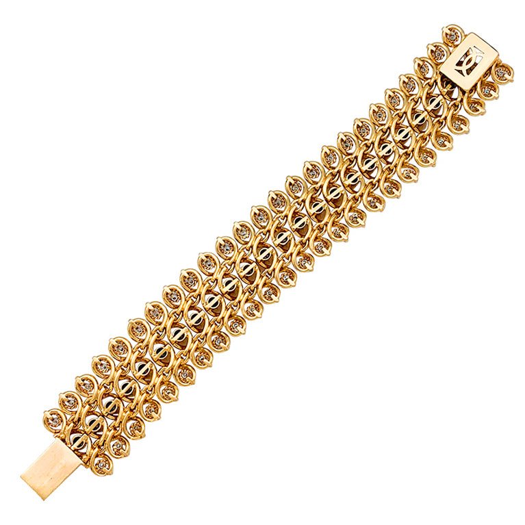 Bracelet vintage en or rose, platine et diamants - Image 5