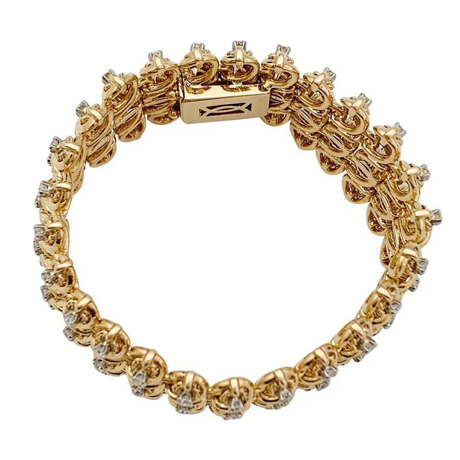 Bracelet vintage en or rose, platine et diamants - Image 7