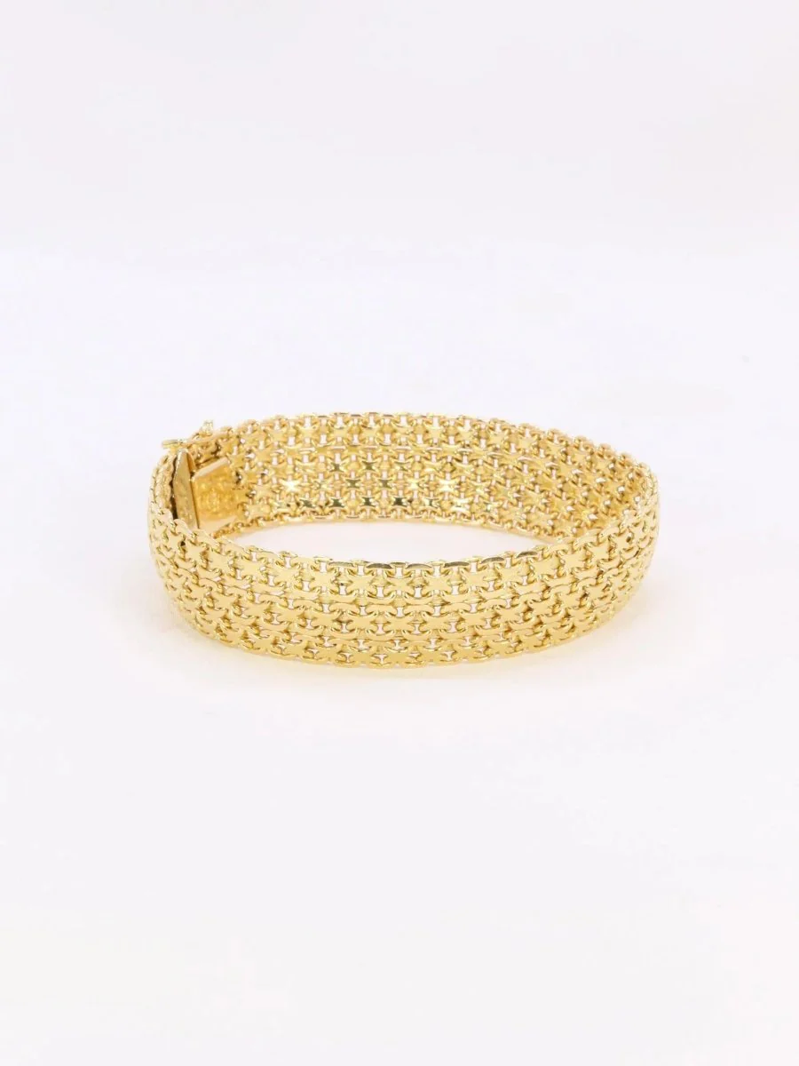 Bracelet vintage maille milanaise or jaune - Image 6