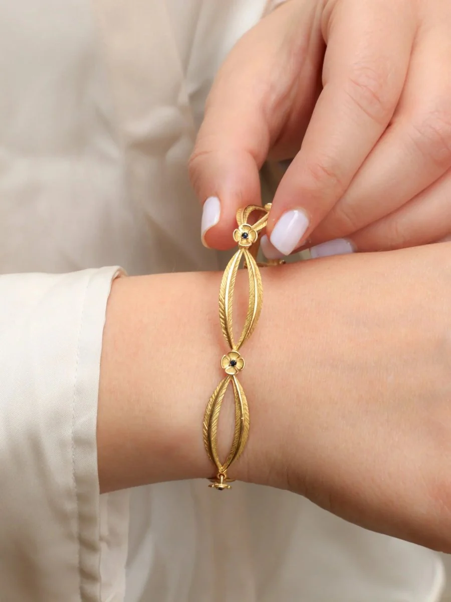 Bracelet vintage or jaune saphir - Image 2